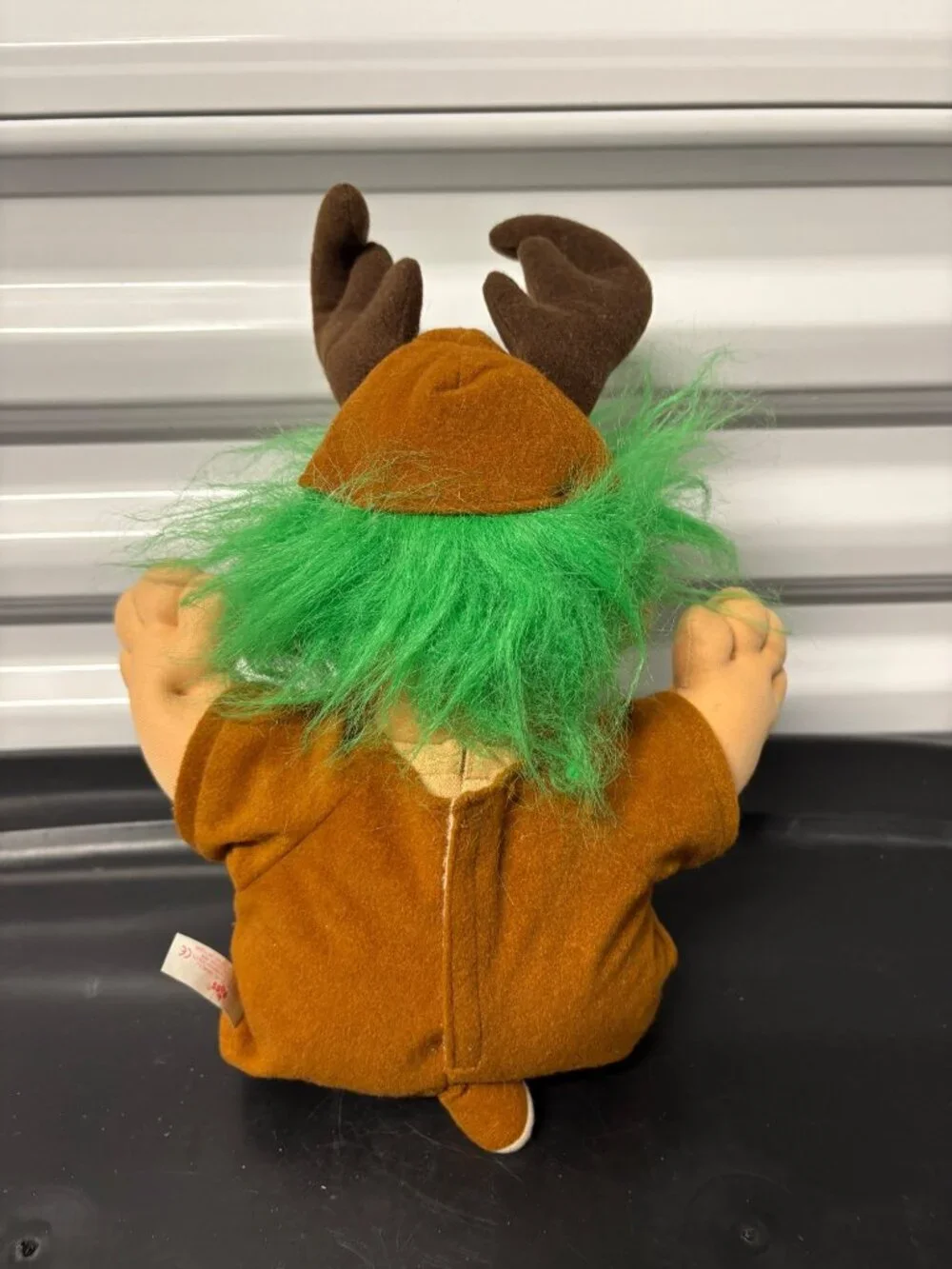 Russ Berrie Reindeer Troll Doll Green Hair Antlers Plush & Vinyl Blue Eyes 12